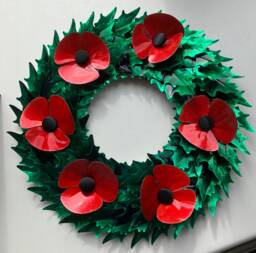 Upcycled Drinks Can, Round, Poppy, Wreath, Gift, Poppies, Home Decor, Door Hanging, Autumnal, Christmas - thumbnail 1