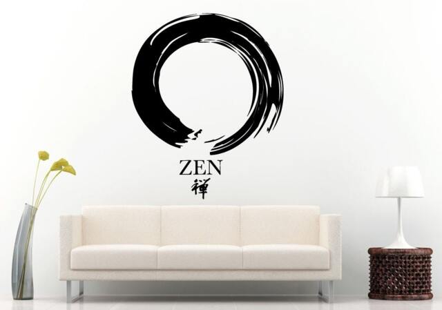Zen Paint Brush Circle Chinese Letter Symbol Yoga Peace & Balance Namaste Wall Decal Vinyl Sticker Mural Room Decor L670 - image 1