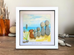 Pebble Art Family Picture Custom Seaside Made From Beach Stones - thumbnail 1