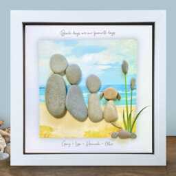 Pebble Art Family Picture Custom Seaside Made From Beach Stones - thumbnail 2