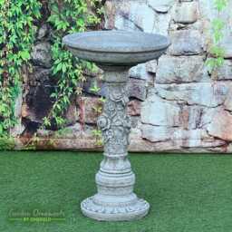 Hand Cast Stone Rose Bird Bath Feeder - Best Quality Highly Detailed Garden Ornaments Decor - thumbnail 2