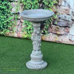 Hand Cast Stone Rose Bird Bath Feeder - Best Quality Highly Detailed Garden Ornaments Decor - thumbnail 1