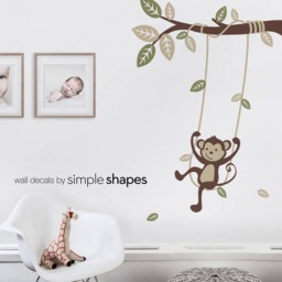 Monkey On A Swing Wall Decal Kids Nursery Vinyl Sticker Set - thumbnail 3