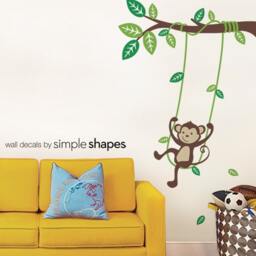 Monkey On A Swing Wall Decal Kids Nursery Vinyl Sticker Set - thumbnail 2