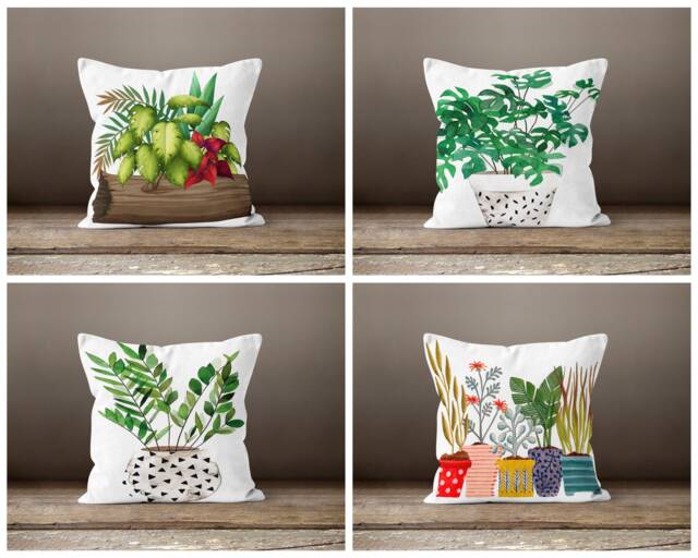 Vase Flower Cushion Cover-Housewarming Pillow Case-Decorative Cover-Living Room Case-Gift For Her Cushion-Handmade Material - image 1