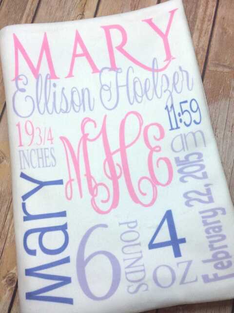 Personalized Baby Name Blanket, Custom Minky Fleece Swaddle Gift - image 1