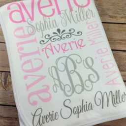 Personalized Baby Name Blanket, Custom Minky Fleece Swaddle Gift - thumbnail 2