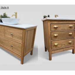Tewkesbury - Solid Oak Bathroom Vanity Unit With Ceramic Traditional Basin, Handmade Cupboard, Custom Furniture - thumbnail 4