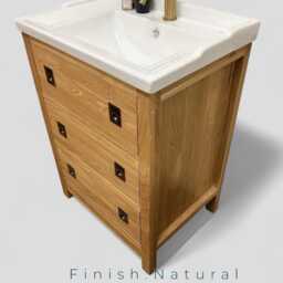 Tewkesbury - Solid Oak Bathroom Vanity Unit With Ceramic Traditional Basin, Handmade Cupboard, Custom Furniture - thumbnail 2