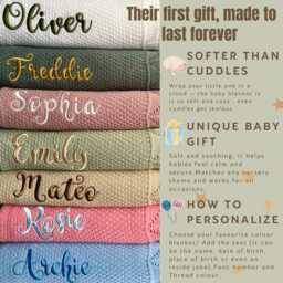 Personalized Baby Blanket Soft Knit Custom Name Shower Gift Newborn Keepsake For - thumbnail 3