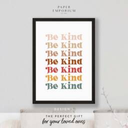 Be Kind Print - Home, Kitchen, Bathroom Decor, Modern Typography, Bedroom Print, Stylish Boho Colours - thumbnail 2