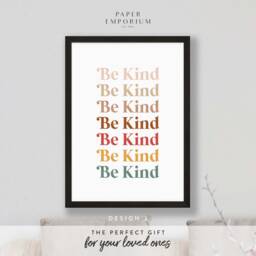 Be Kind Print - Home, Kitchen, Bathroom Decor, Modern Typography, Bedroom Print, Stylish Boho Colours - thumbnail 3