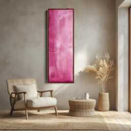 Soft Pink Abstract Tall Vertical Wall Art Narrow Canvas Modern Minimal Artwork For Bedroom Bathroom Hallway Decor - thumbnail 2