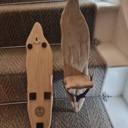 Pair Of Handmade Solid Oak & Real Deer Antler Rustic Candle Sconces . Height 48 cm , Width 11 Candles /Glass Not Included - thumbnail 3