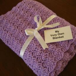 Mauve Hand Crocheted Baby Blanket - thumbnail 2