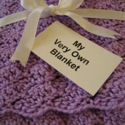 Mauve Hand Crocheted Baby Blanket - thumbnail 3
