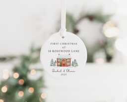 Personalised First Christmas in Our New Home Bauble - Ceramic Xmas Tree Decoration Couple Keepsake - thumbnail 1