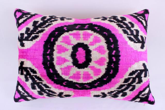 Ikat Velvet Pillow Cover, Handmade Cushion, Decorative Throw Pillow, Boho Cushion Turkish Home Decor - image 1