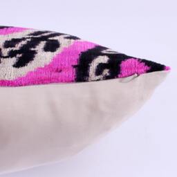 Ikat Velvet Pillow Cover, Handmade Cushion, Decorative Throw Pillow, Boho Cushion Turkish Home Decor - thumbnail 3