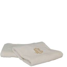 Monogrammed White Cotton Bath Mat, Embroidered Custom Initial - thumbnail 3