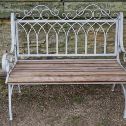 Grey Iron & Fir Wood Garden Bench - Metal Decorative - thumbnail 4