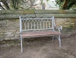 Grey Iron & Fir Wood Garden Bench - Metal Decorative