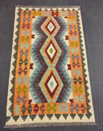 Classic Kilim Rug, Handmade Artisan Afghan Turkish Persian Qashqai Navajo Bohemian Natural Wool Flatweave Multicolour Rug 158x97 cm - thumbnail 1