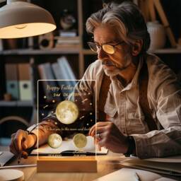 Custom Moon Phase With Name Date Nightlight, Father's Day Gift, Gift For Dad Papa, Personalized Lunar Lamp, Acrylic Led Dector Light - thumbnail 4