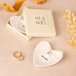 Personalized Wedding Gift Box - Mr & Mrs Ring Dish, Candle - thumbnail 2