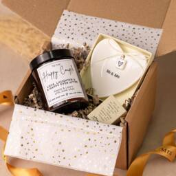 Personalized Wedding Gift Box - Mr & Mrs Ring Dish, Candle