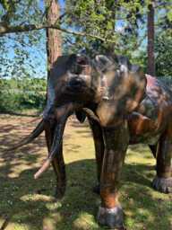 Large Recycled Metal Handmade Safari Elephant. Garden Outdoor Sculpture. Handcrafted Metal Elephant Statue - thumbnail 1