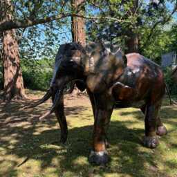 Large Recycled Metal Handmade Safari Elephant. Garden Outdoor Sculpture. Handcrafted Metal Elephant Statue - thumbnail 2