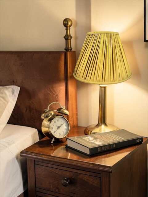 Ochre Gold Pleated Fabric Lampshade Handmade Ceiling Pendant, Table & Floor Lamp - image 1