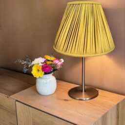 Ochre Gold Pleated Fabric Lampshade Handmade Ceiling Pendant, Table & Floor Lamp - thumbnail 2