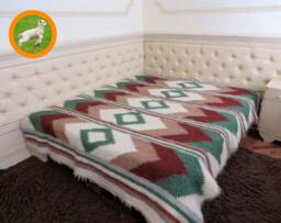 Handwoven Organic Wool Blanket Carpathian Hutsul Design - thumbnail 1