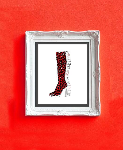 I Am Unique From Head To Toe, Fashion Art, Art With Shoes, Print Love Shoes For Shoe Lover, 8x10 - image 1