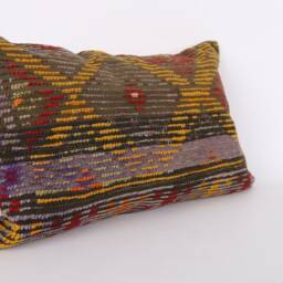 Handwoven Turkish Kilim Lumbar Pillow Bohemian Home Decor - 16x24 Inch - thumbnail 2