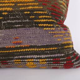 Handwoven Turkish Kilim Lumbar Pillow Bohemian Home Decor - 16x24 Inch - thumbnail 3