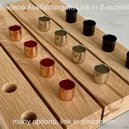 Modern Minimalist Advent Wreath Made Of Oak & Copper Plus White Table Candle Mini Fir Holder Wood - thumbnail 4