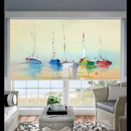 Sailing Boats Watercolored Fine Art Printed Custom Made Window - Mar45 Roller Blind Regular Or Blackout Shading