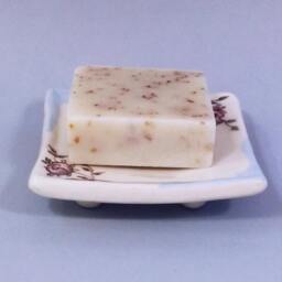 White Ceramic Soap Dish, Holder, Sponge Rest, Tray, Bathroom Decor, Retro Vintage Style, Delft Style Pink Roses - thumbnail 2