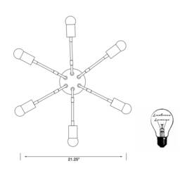 Tarka Modern 6 Light Mid Century Semi Flush - thumbnail 4