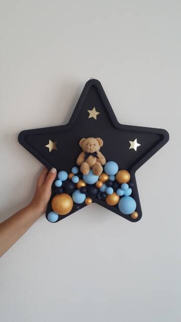Baby Room Wall Decor, Nursery Decor , Gifts Wooden Teddy Bear Art, Door Ornament - image 1
