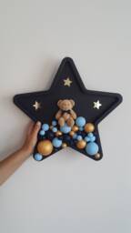 Baby Room Wall Decor, Nursery Decor , Gifts Wooden Teddy Bear Art, Door Ornament - thumbnail 1