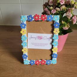 Colourful Wooden Flower Button Photo Frame 4 X 6 Inches - thumbnail 2