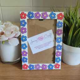 Colourful Wooden Flower Button Photo Frame 4 X 6 Inches - thumbnail 3