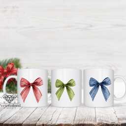 Christmas Personalised Bow Sack 3 Different Colours , Matching Mug - thumbnail 4