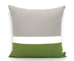 Grass Green, Cream & Light Grey Colorblock Pillow Covers - All Sizes, Home Gifts For You - thumbnail 1
