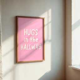 Hugs in The Hallway Pink Welcome Print A3 A4 A5 - Girly Sign, Preppy Print, Sign For Apartment, Prints - thumbnail 3