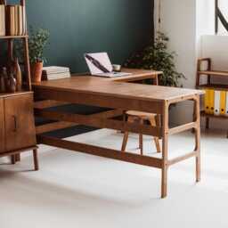 L Shaped Desk, Custom Corner Reversible Left/Right, Mid Century Modern Home Office Desk - thumbnail 2